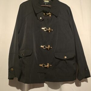 Lauren Ralph Lauren Women's 2x Toggle Lobsterclaw Clasp Black Coat